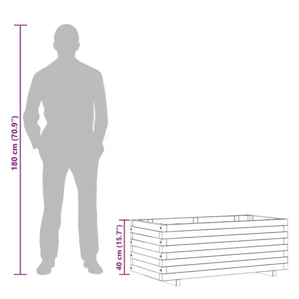 Puidust taimelava 100 x 50 x 40 cm, roheimmutatud männipuit – 11