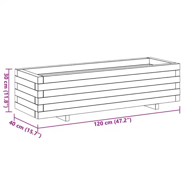 Roheimmutatud männipuidust taimelava, 120 x 40 x 30 cm – 10
