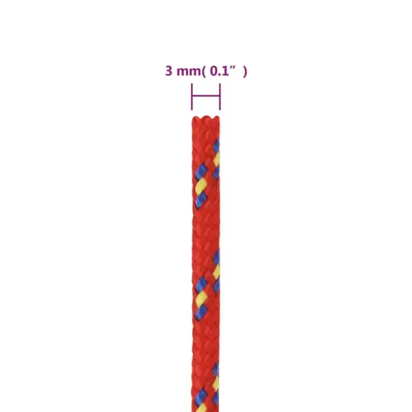Punutud polüpropüleenist paadiköis, punane, 3 mm, 500 m – 6