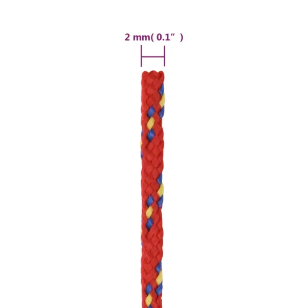 Punutud polüpropüleenist paadiköis, punane, 2 mm, 25 m - 6