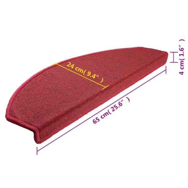 Punased poolringikujulised trepimatid, 10 tk, suured, 65 x 24 x 4 cm, 100% tepitud PP - 9