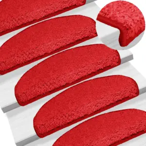 Punased poolringikujulised trepimatid, 15 tk, 65 x 21 x 4 cm, polüpropüleen