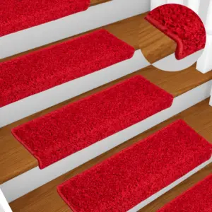 Punased ristkülikukujulised trepimatid kahepoolse teibiga, 10 tk, 65 x 21 x 4 cm