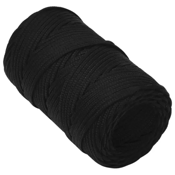 Punutud töököis, must polüester, 2 mm, 25 m – 3