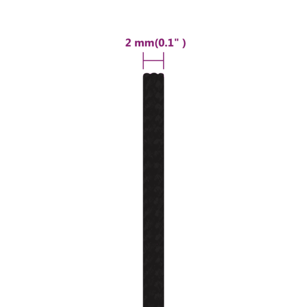Punutud töököis, must polüester, 2 mm, 25 m – 6