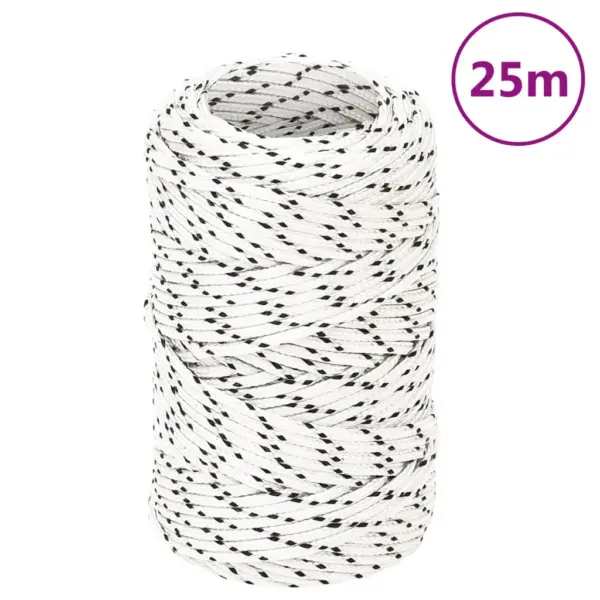 Punutud polüester paadiköis, valge, 2 mm x 25 m – 6