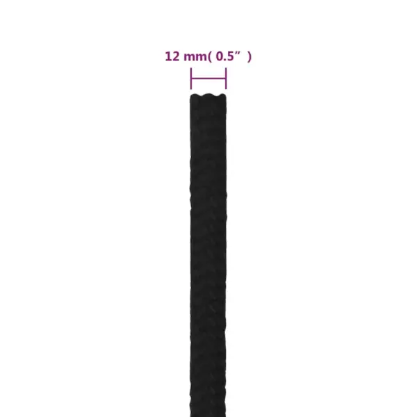 Punutud töököis, must polüester, 12 mm, 100 m rull – 6