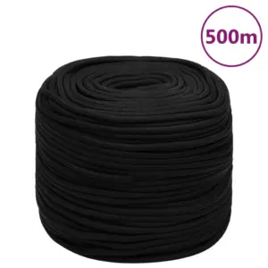 Punutud töököis, must polüester, 8 mm, 500 m, tõmbetugevus 800 kg