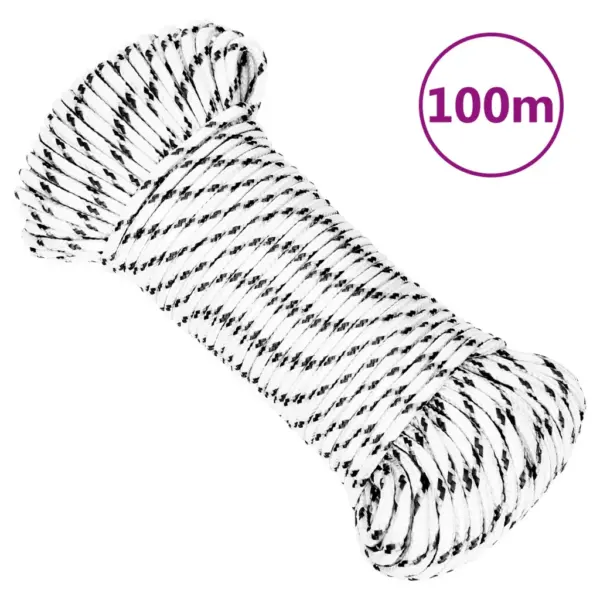 Punutud UV-kindel polüesterköis, valge, 4 mm, 100 m – 6