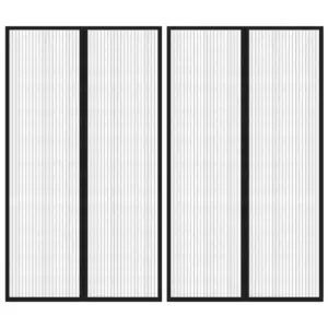 Putukakaitse uksekardinad magnetplokkidega, 2 tk, must polüester, 200 x 80 cm