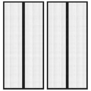 Isesulguvad magnetiga putukakaitse uksekardinad, 2 tk, must polüester, 210 x 90 cm