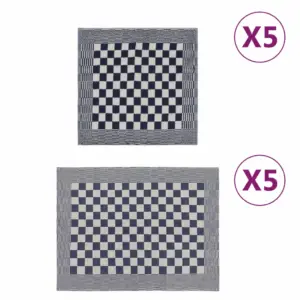 10-osaline köögi- ja külalisterätikute komplekt, sinine-valge, 100% puuvill