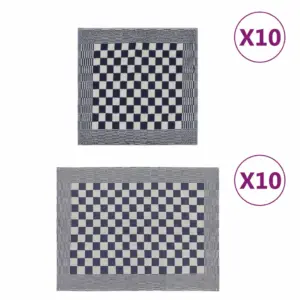 20-osaline puuvillaste köögi- ja külalisterätikute komplekt, sinine ja valge