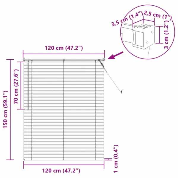 PVC veneetsia ruloo, reguleeritav, helepruun mustriga, 150 x 120 cm - 10