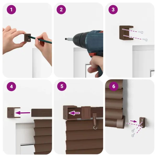 Veneetsia ruloo reguleeritav PVC, tumepruun mustriga, 150 x 90 cm – 13