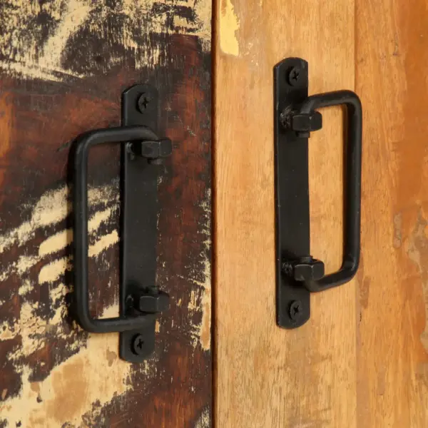 Industriaalne raamaturiiul 6 riiuli ja 4 uksega, taaskasutatud puit, 124 x 30 x 180 cm – 6