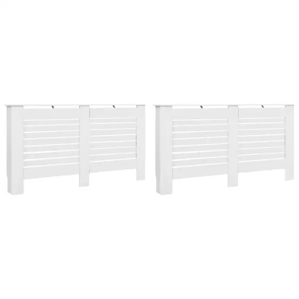 Radiaatorikatted horisontaalsete liistudega, 2 tk, valge MDF, 152 x 19 x 81,5 cm – 2