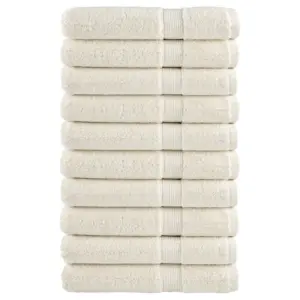 Rannarätikute komplekt SOLUND, 10 tk, kreemjasvalge, 100 x 200 cm, 600 gsm, 100% puuvill