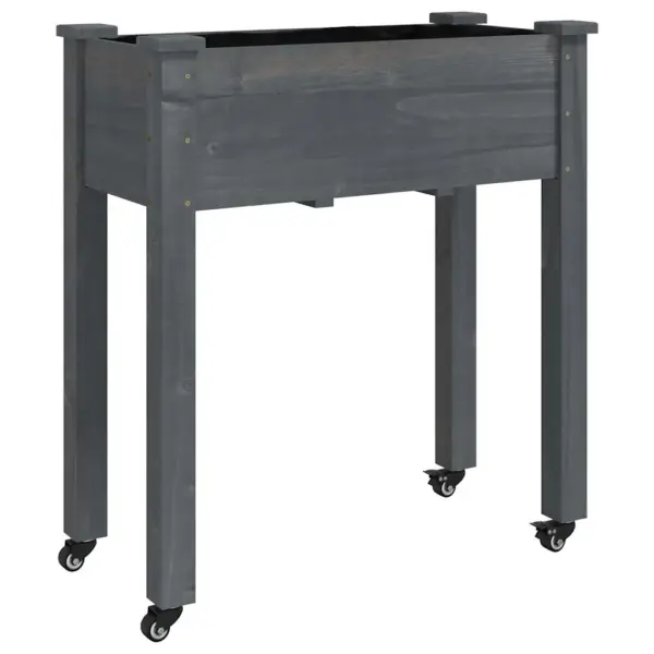 Ratastega voodriga taimelava, hall nulupuidust, 71 x 37 x 80 cm – 2