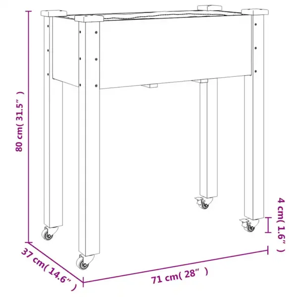 Ratastega voodriga taimelava, hall nulupuidust, 71 x 37 x 80 cm – 7
