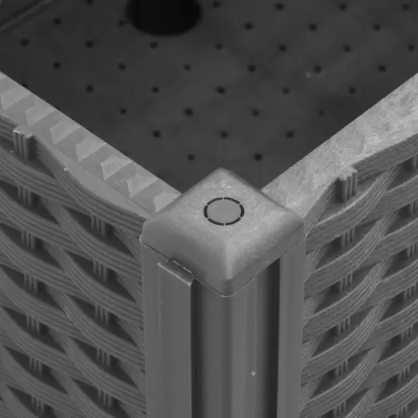 Ratastega taimekast rotangimustriga, helehall, 100 x 80 x 54 cm, PP – 6