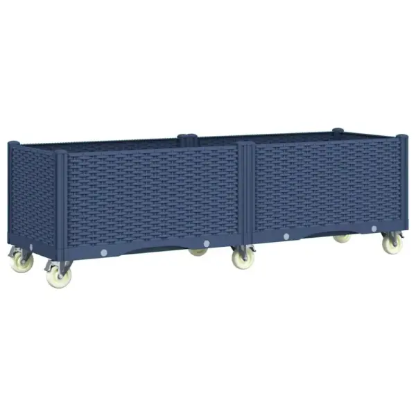 Ratastega rotangimustriga taimekast võrega, sinakashall, PP, 160 x 50 x 54 cm – 2