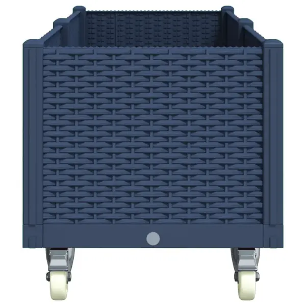 Ratastega rotangimustriga taimekast võrega, sinakashall, PP, 160 x 50 x 54 cm – 4