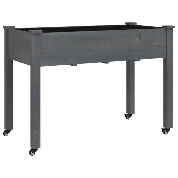 Ratastega voodriga kõrgendatud taimelava, hall nulupuit, 118 x 59 x 80 cm – 2