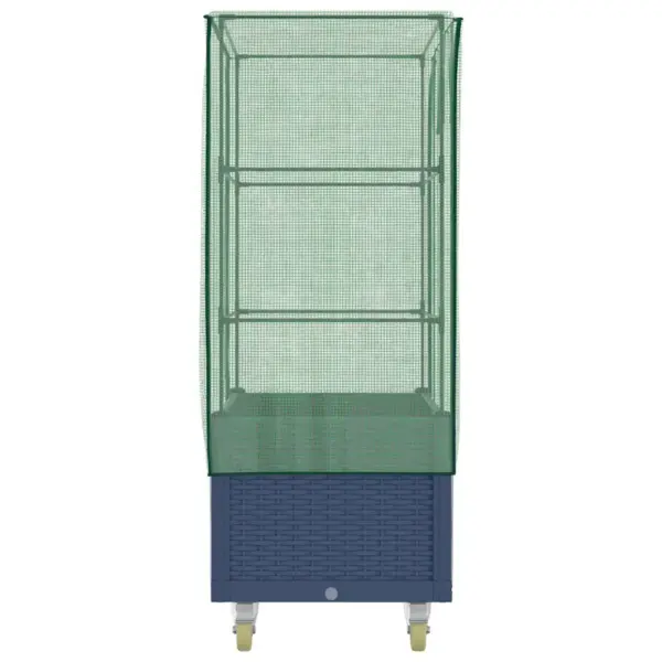 Ratastel kõrgendatud peenar kasvuhoonekattega, rotangiimitatsioon, sinakashall, 80 x 50 x 182 cm – 5