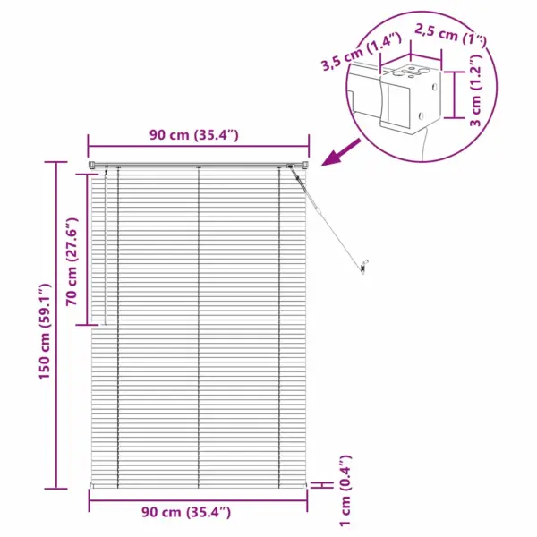 Reguleeritav Veneetsia ruloo, hõbehall PVC, 150 x 90 cm – 10