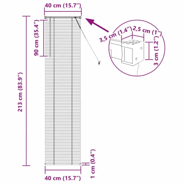 Reguleeritav must PVC Veneetsia ruloo, 213 x 40 cm – 10