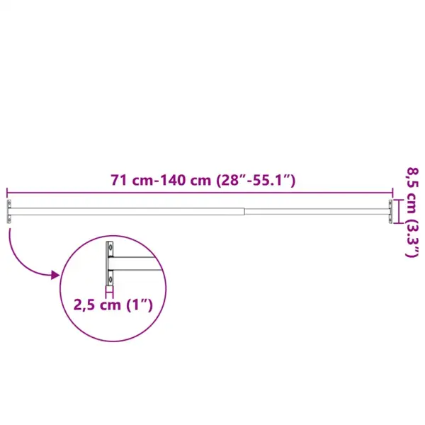 Reguleeritav turvaaknatrell, hõbedane elektriliselt tsingitud teras, 710–1200 mm – 9