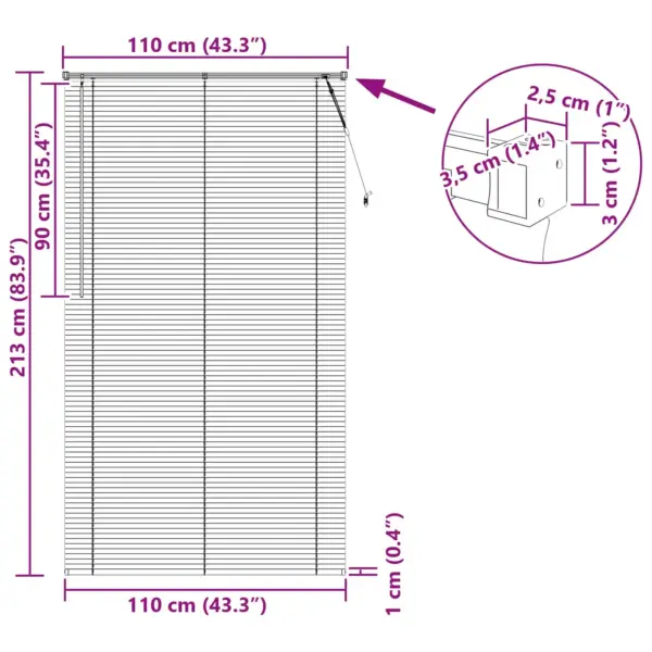 Reguleeritav hõbehall PVC Veneetsia ruloo, 213 x 110 cm – 10