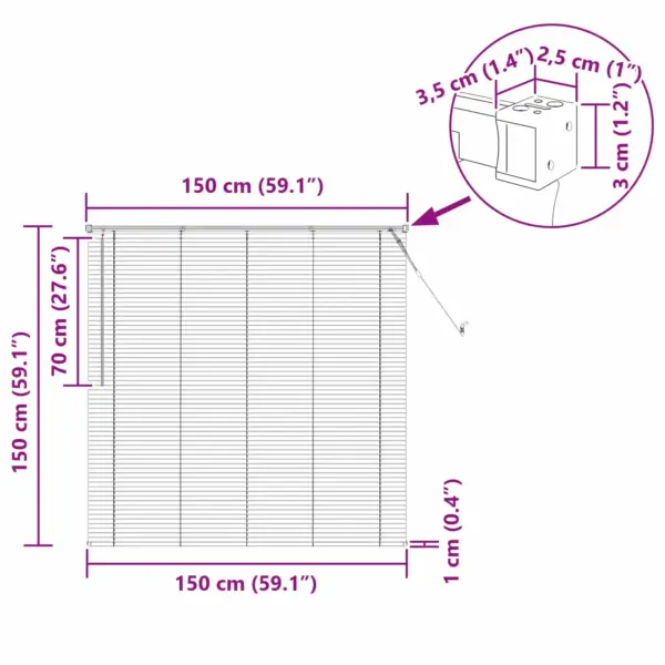 Veneetsia ruloo, reguleeritav tumepruun mustriga PVC, 150 x 150 cm – 10