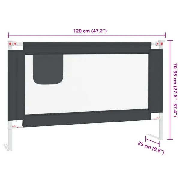 Reguleeritav voodipiire väikelapse voodile, tumehall, 120 cm, kõrgus 70–95 cm – 9