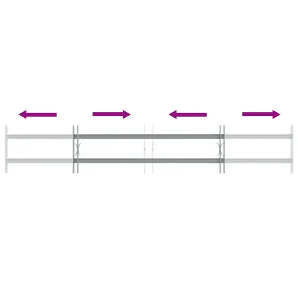 Reguleeritavad akende turvatrellid tsingitud terasest, hõbedane, horisontaalne paigaldus, 300 x 1000–1500 mm – 5