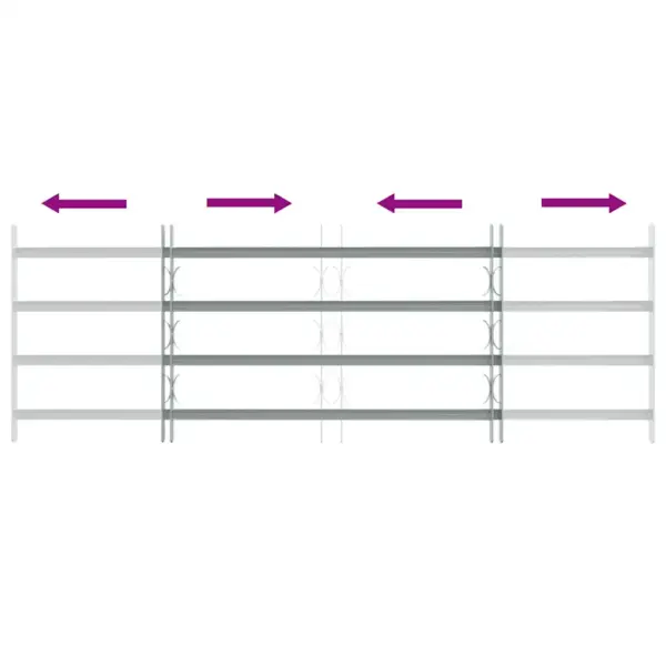 Reguleeritavad akna turvatrellid tsingitud terasest, 4 põiktrelliga, 60 x 100–150 cm – 5