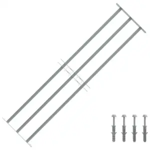 Reguleeritavad aknatrellid, tsingitud teras, 3 põiktrelliga, hõbedane, 1000–1500 mm, kõrgus 450 mm