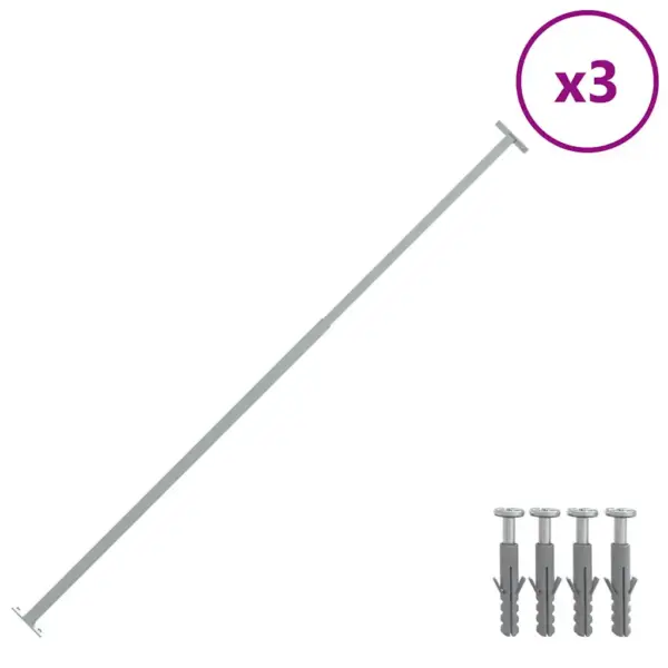 Reguleeritavad turvaaknatrellid akendele, 3 tk, hõbedane tsingitud teras, 710–1200 mm – 2