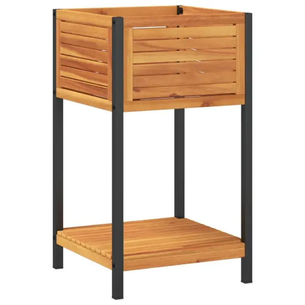 Riiuliga aia taimekast akaatsiapuidust ja terasest, 45 x 45 x 80 cm – 6