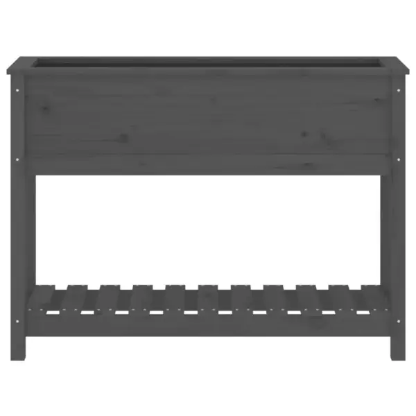 Kõrgendatud riiuliga taimekast, hall täismännipuit, 111,5 x 34,5 x 81 cm – 5