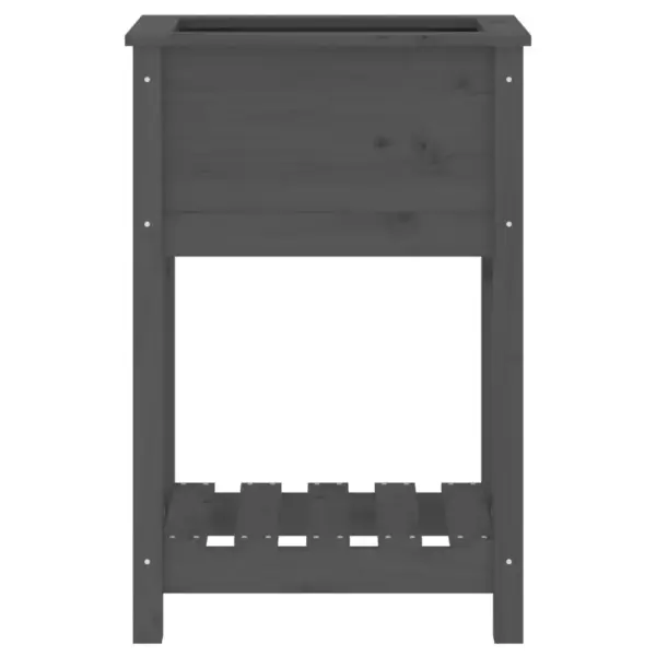 Riiuliga kõrgendatud taimekast, hall männipuidust, 54 x 34,5 x 81 cm – 5