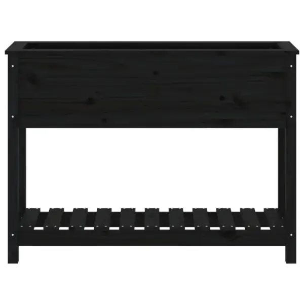 Kõrgendatud riiuliga taimekast, must männipuit, 111,5 x 34,5 x 81 cm – 5