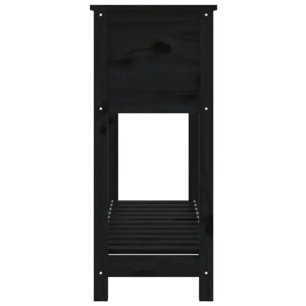 Kõrgendatud riiuliga taimekast, must männipuit, 111,5 x 34,5 x 81 cm – 6