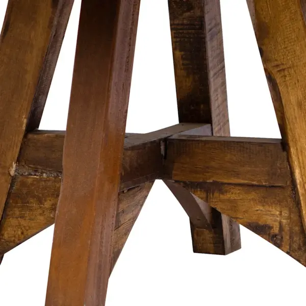 Tööstusliku stiiliga kohvilaud ringlussevõetud puidust jalgadel, hõbedane tsingitud lauaplaat, 60 x 45 cm – 5