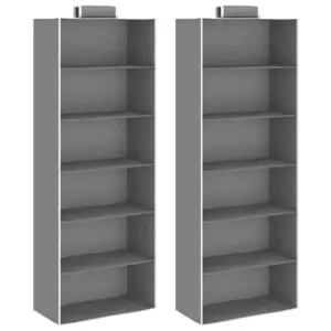 Rippuvad kapikorrastajad 6 riiuliga, 2 tk, hall-valge kangas, 30 x 15 x 80 cm