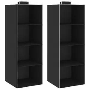 Rippuvad kapikorraldajad 4 riiuliga, 2 tk, must-valge polüester, 30 x 30 x 84 cm