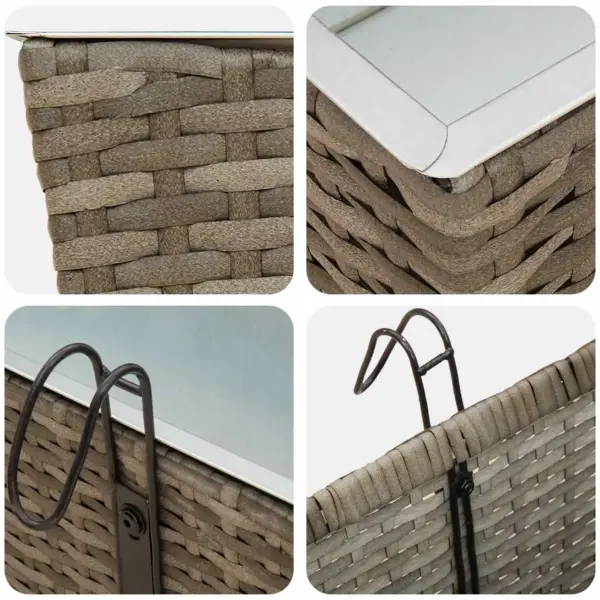 Riputatav metallist rõdulillekast rattanilookiga, hall, 80 x 17 x 17 cm – 8