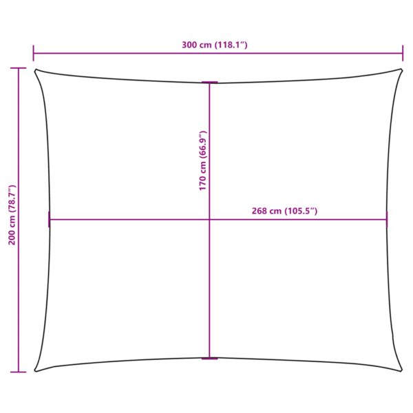 Veekindel ristkülikukujuline päikesepuri terrakota, 2 x 3 m, PU-kattega oxford-kangas – 10