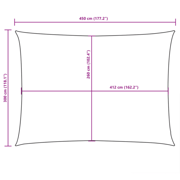 Veekindel ristkülikukujuline päikesepuri, pruun, 3 x 4,5 m, PU-kattega oxford-kangas – 10